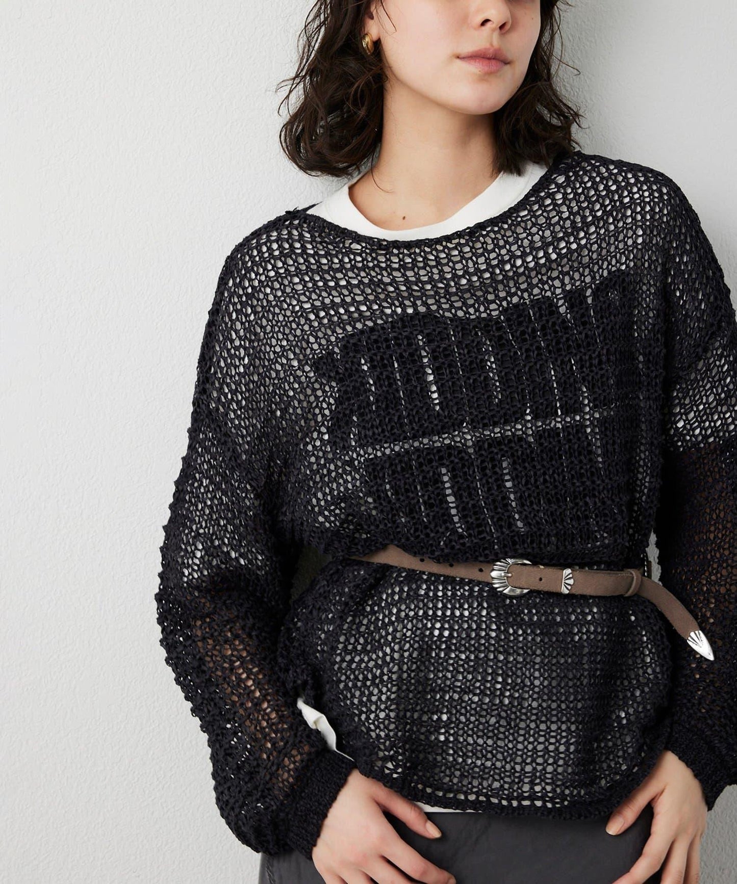 仿麂皮低針距針織衫