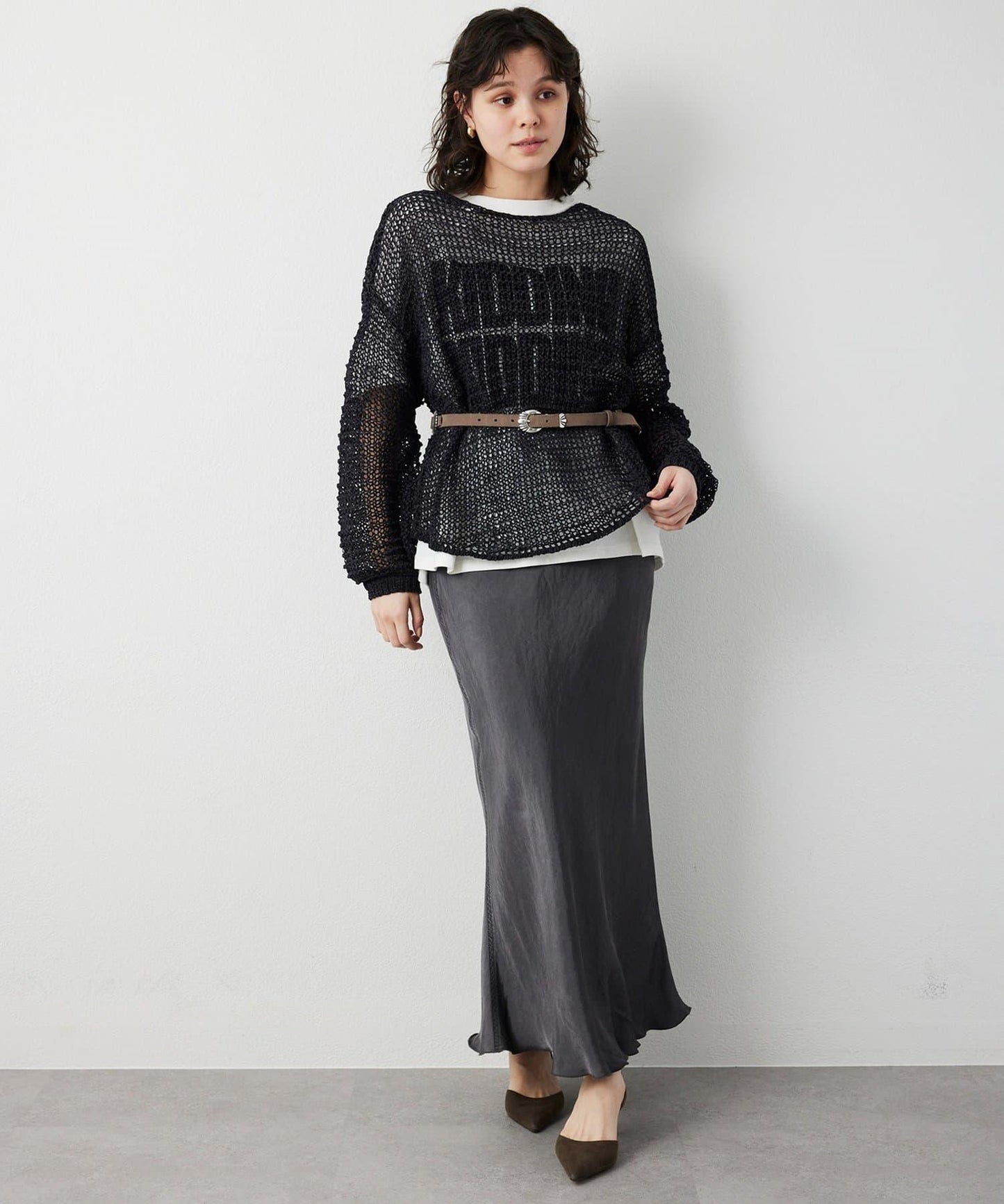 仿麂皮低針距針織衫