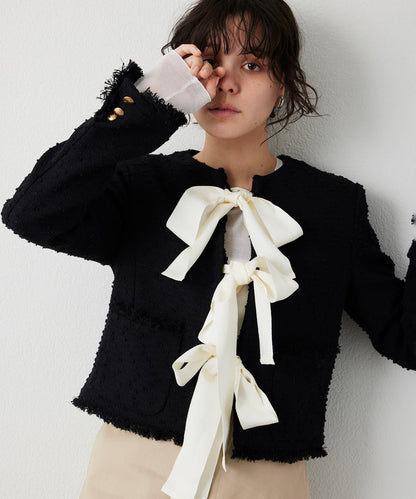 花呢蝴蝶結西裝外套