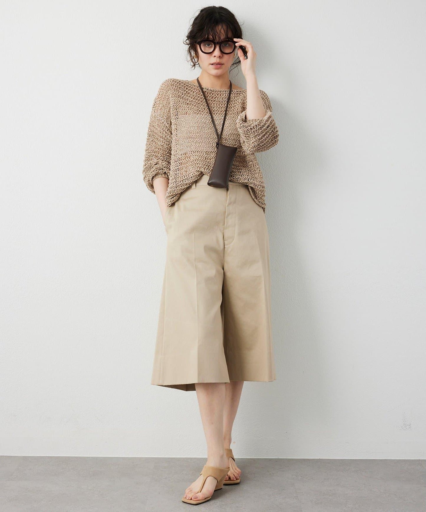 仿麂皮低針距針織衫