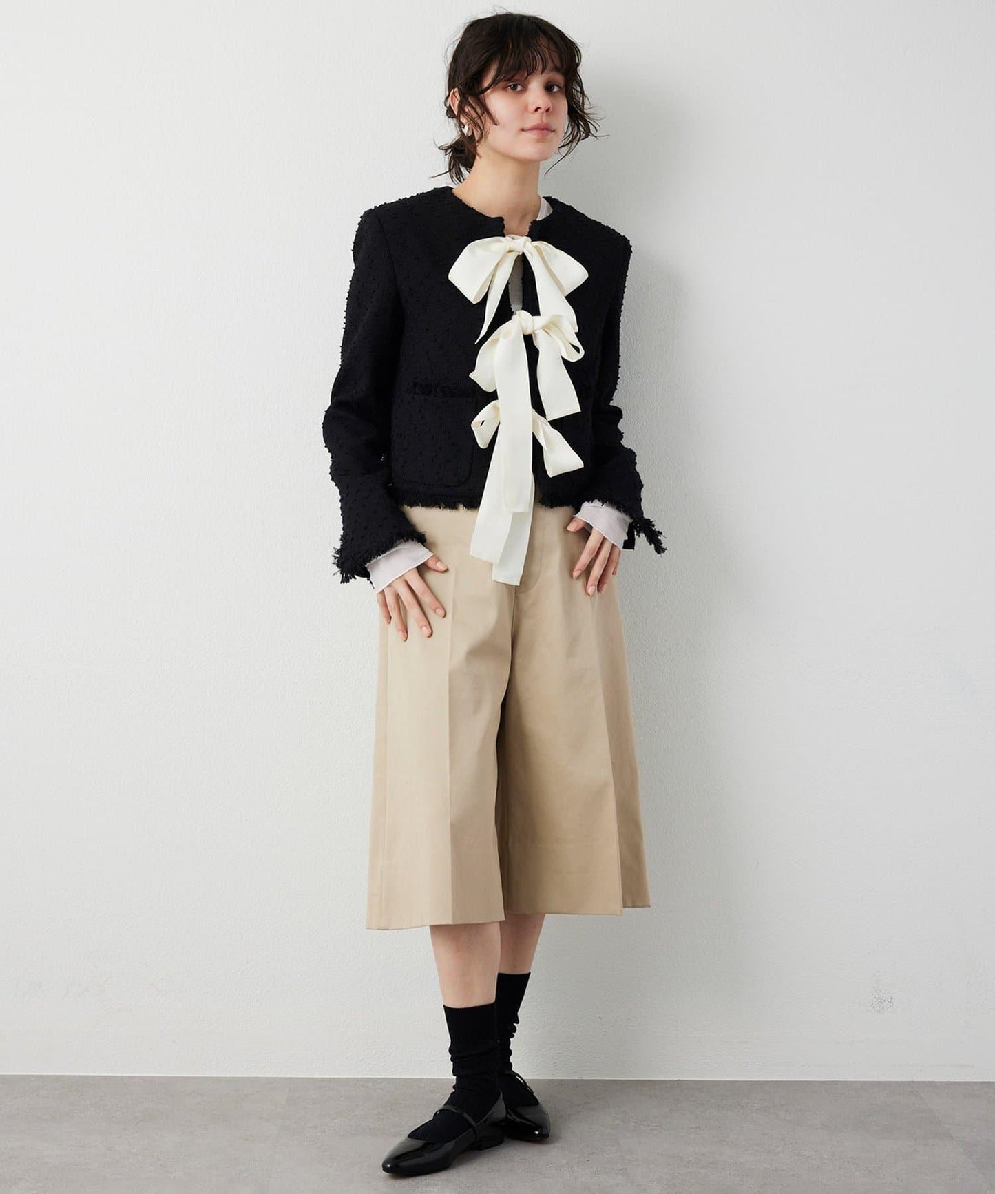 花呢蝴蝶結西裝外套