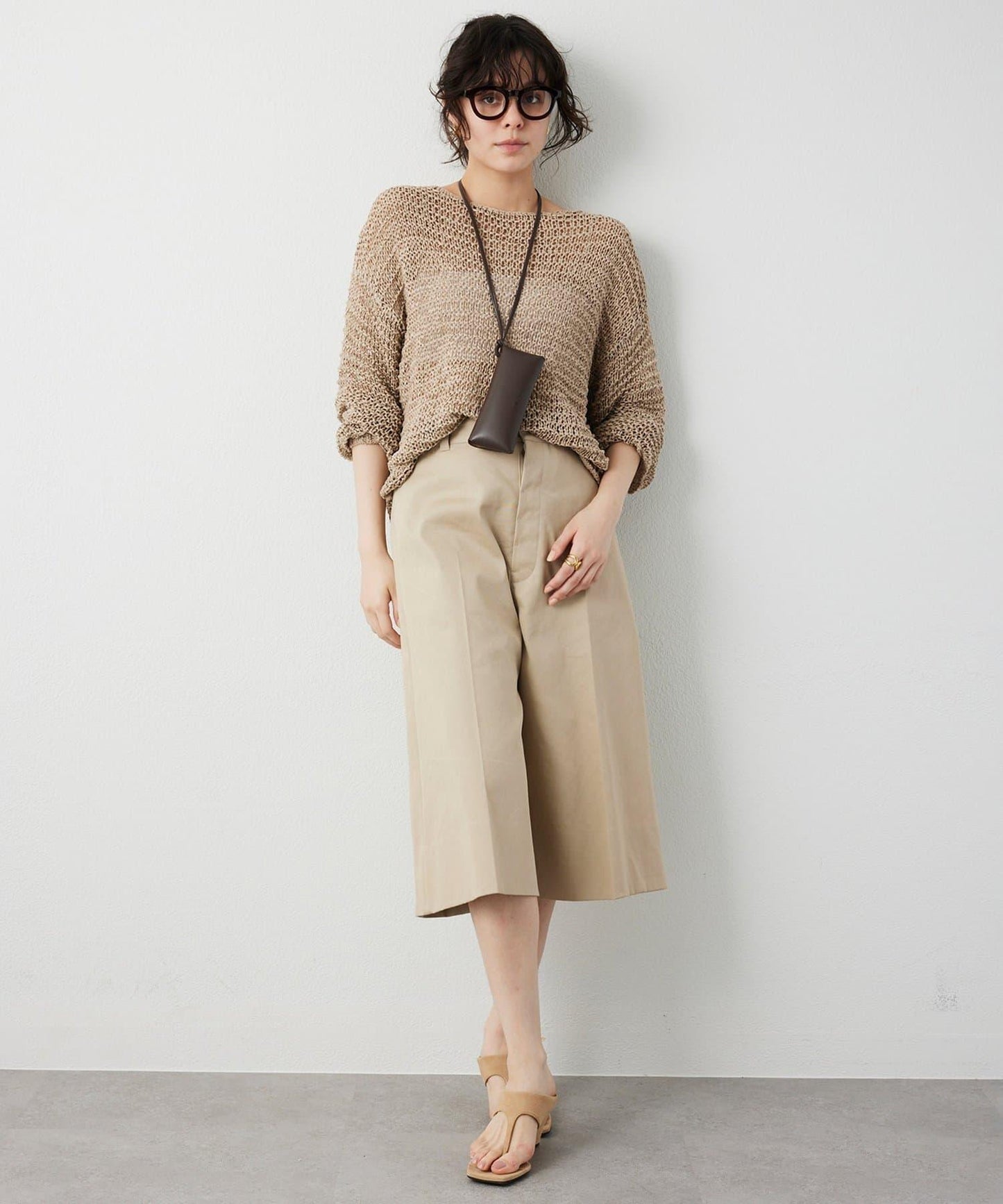 仿麂皮低針距針織衫