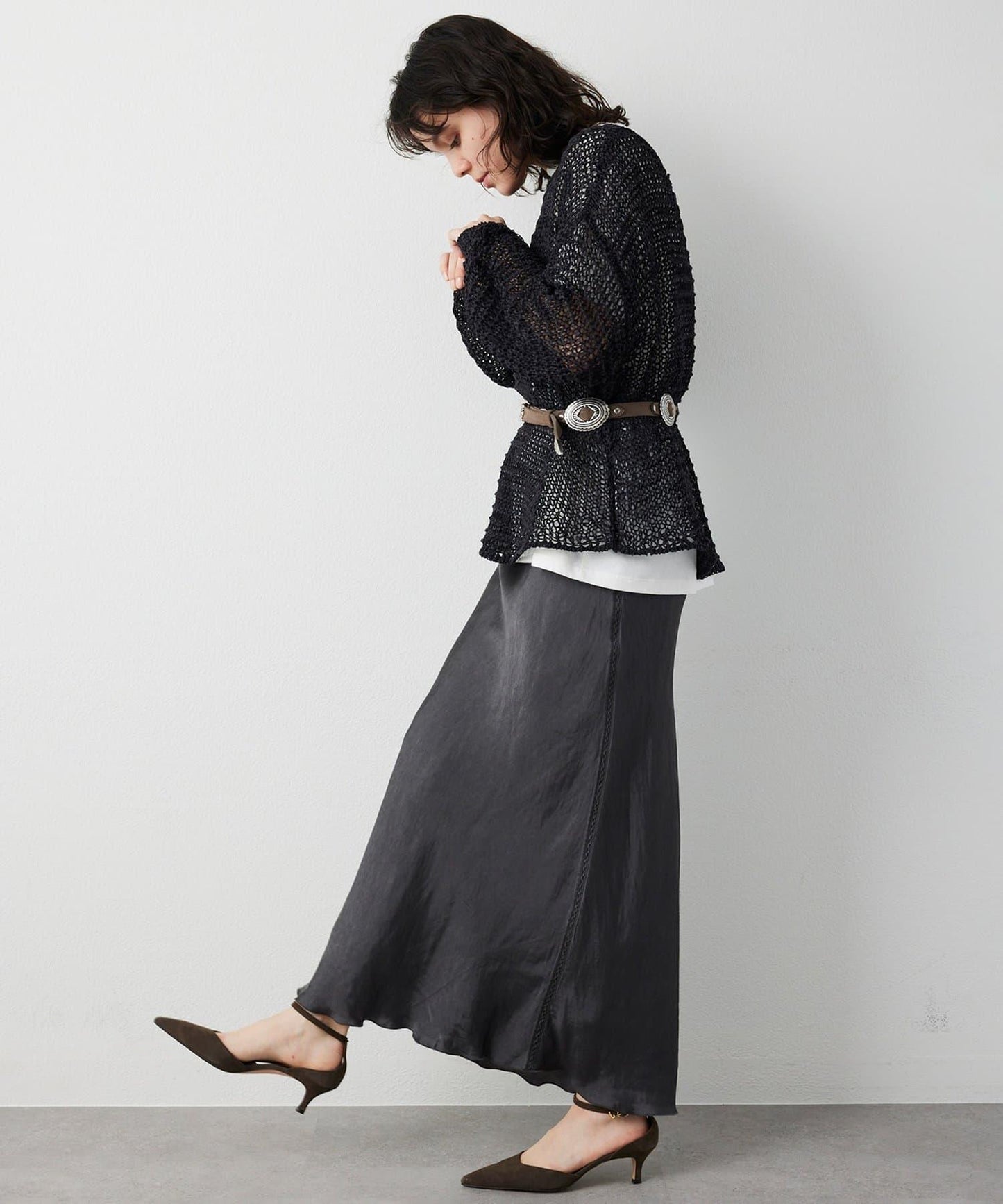 仿麂皮低針距針織衫