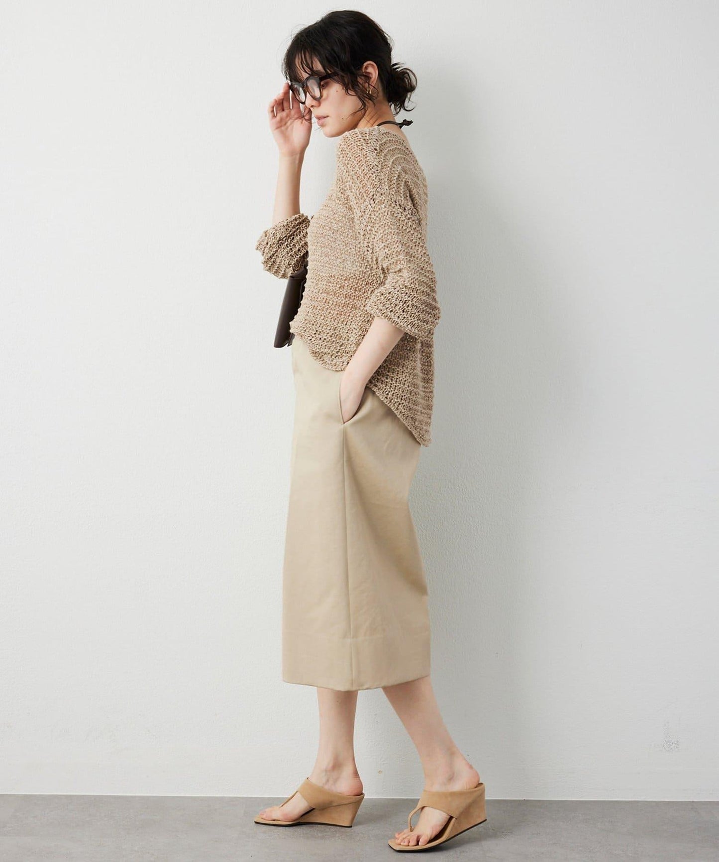 仿麂皮低針距針織衫