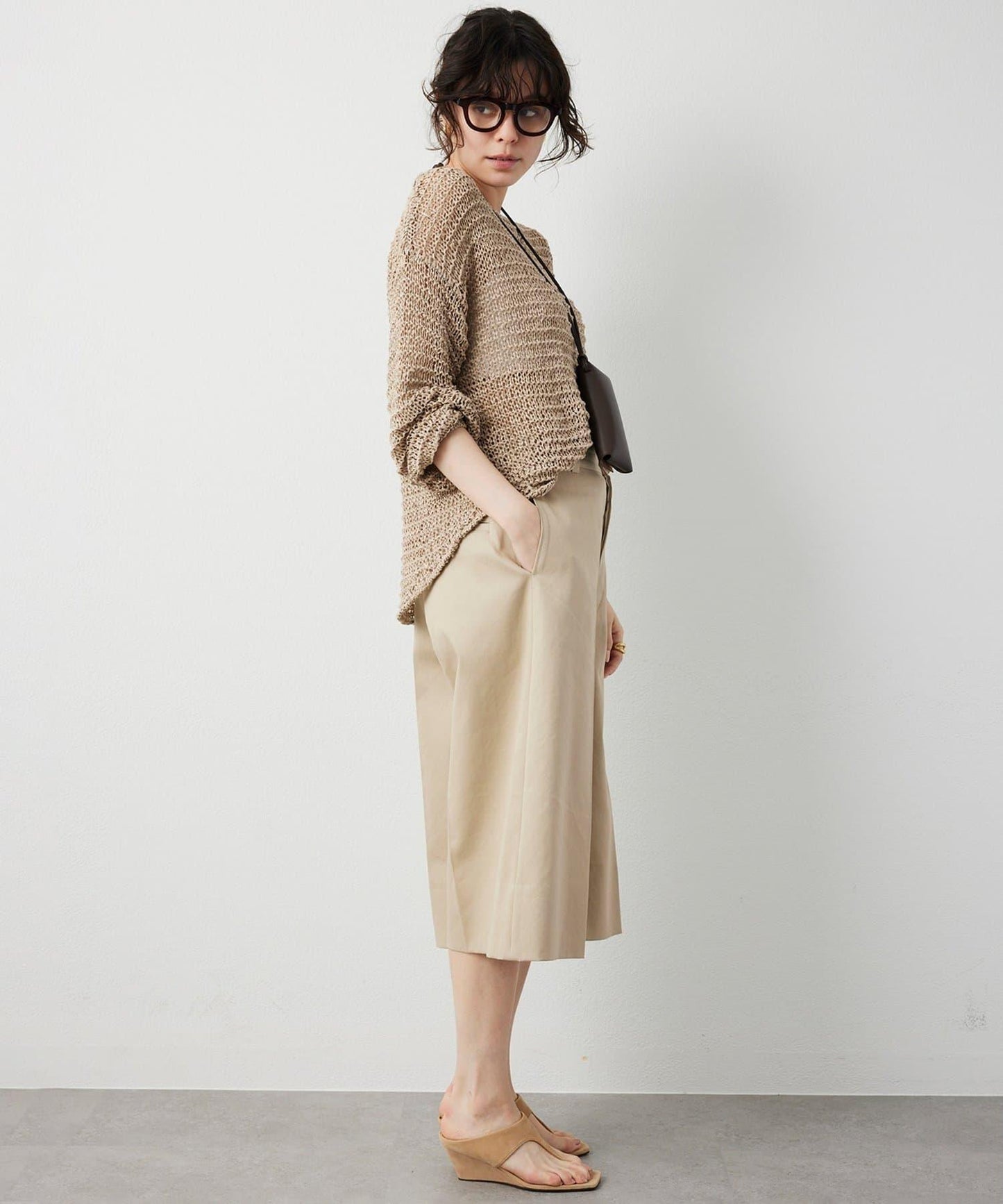 仿麂皮低針距針織衫