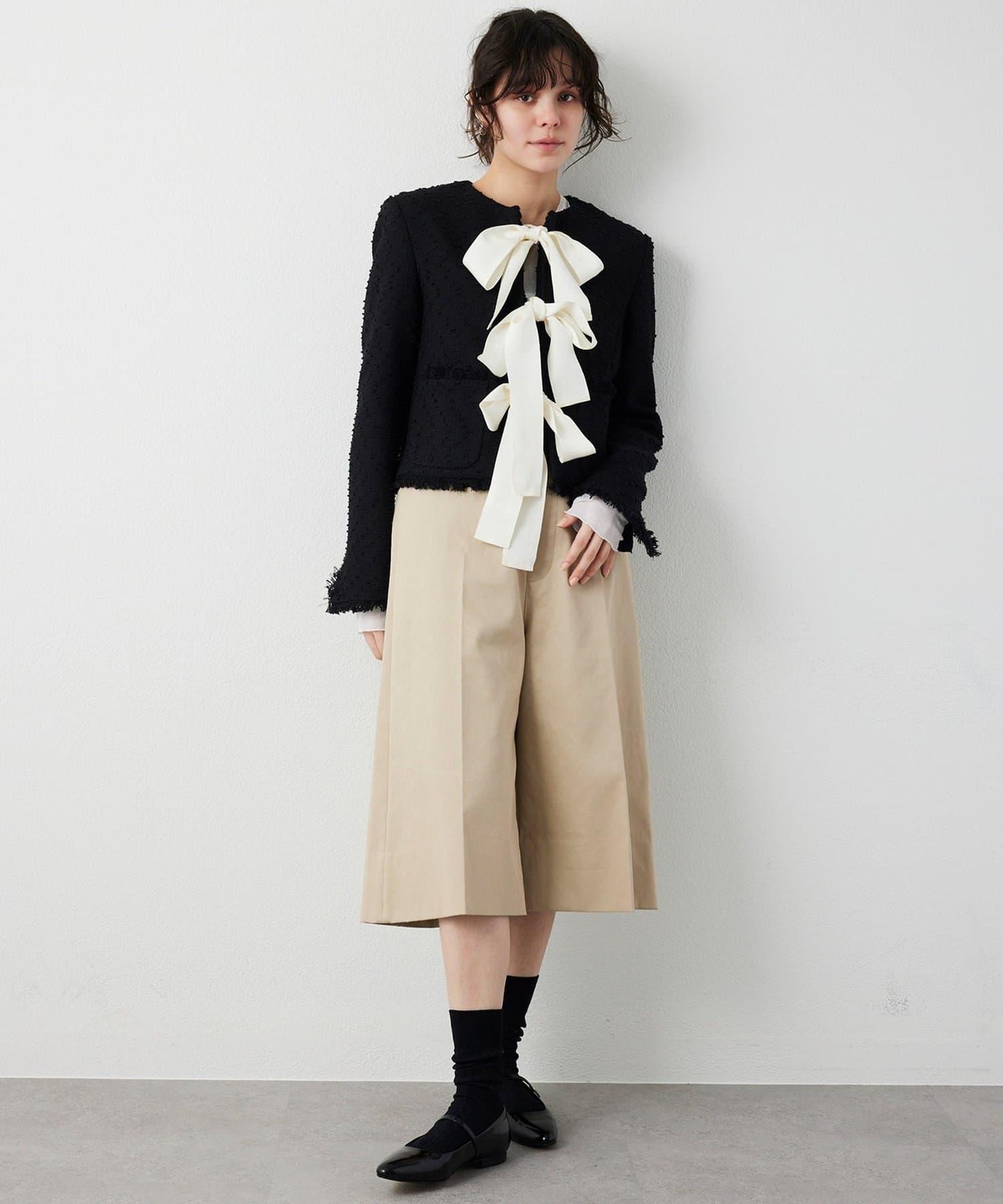 花呢蝴蝶結西裝外套