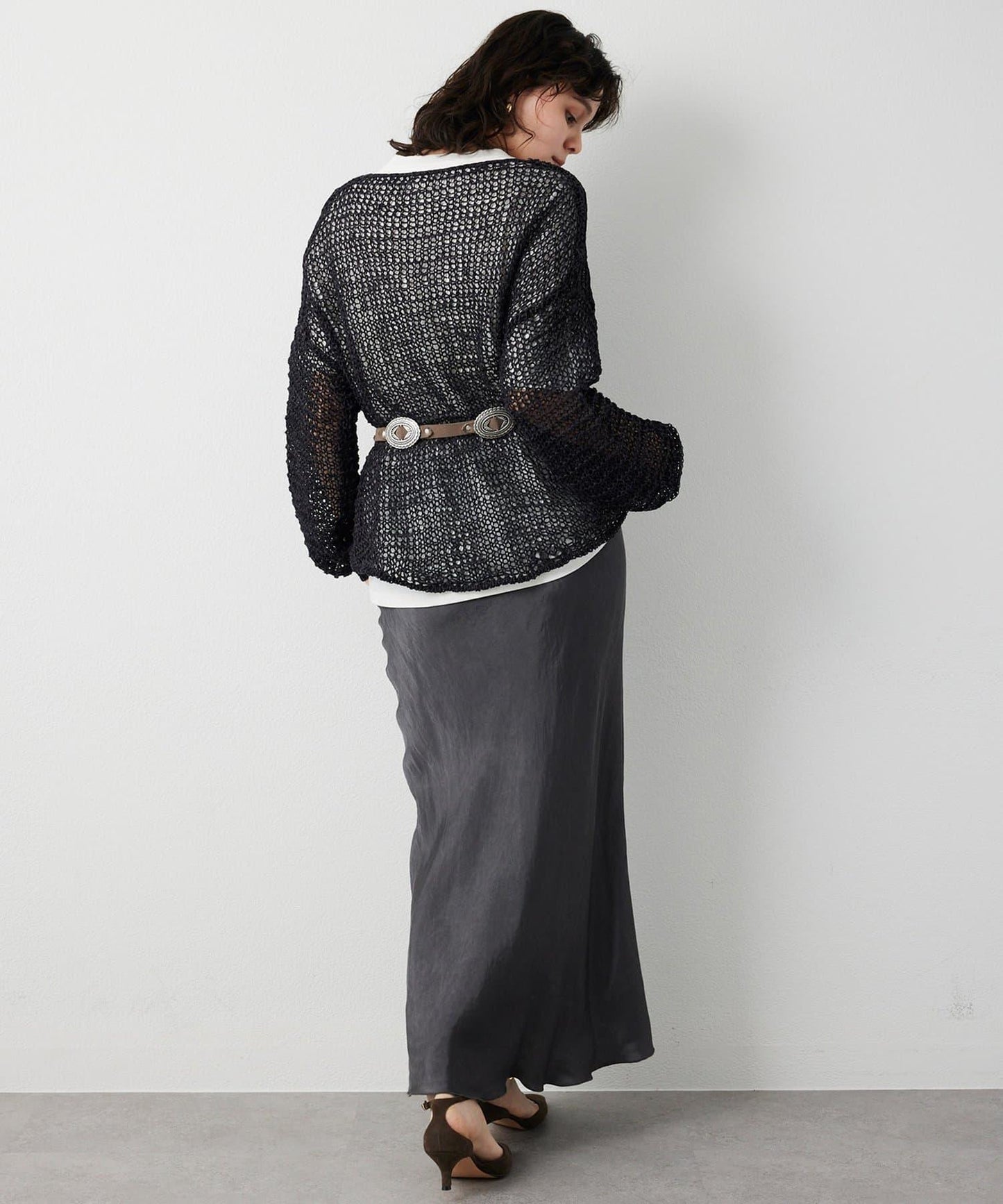 仿麂皮低針距針織衫