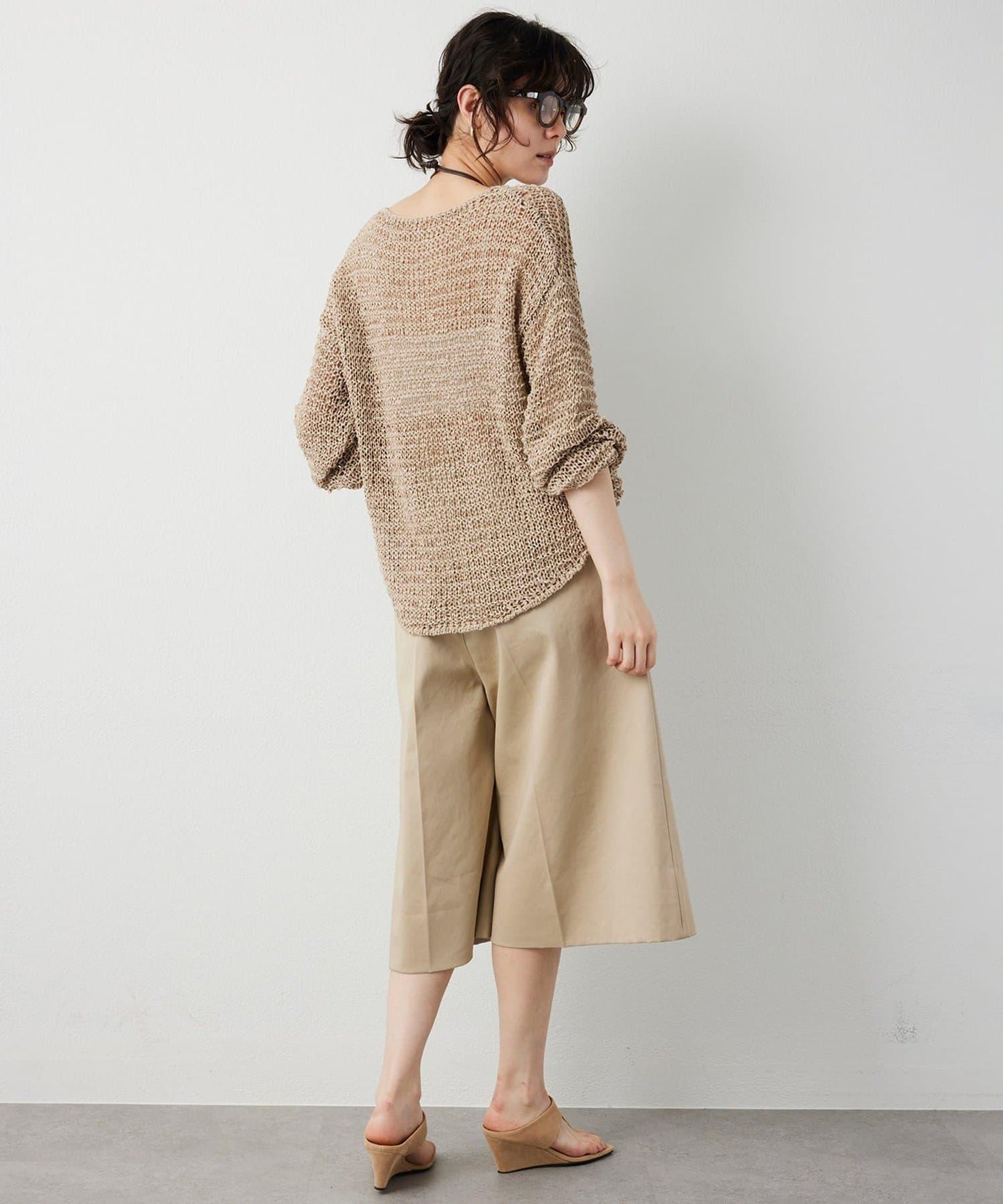 仿麂皮低針距針織衫