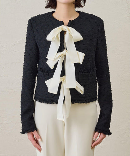 花呢蝴蝶結西裝外套