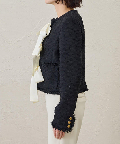 花呢蝴蝶結西裝外套