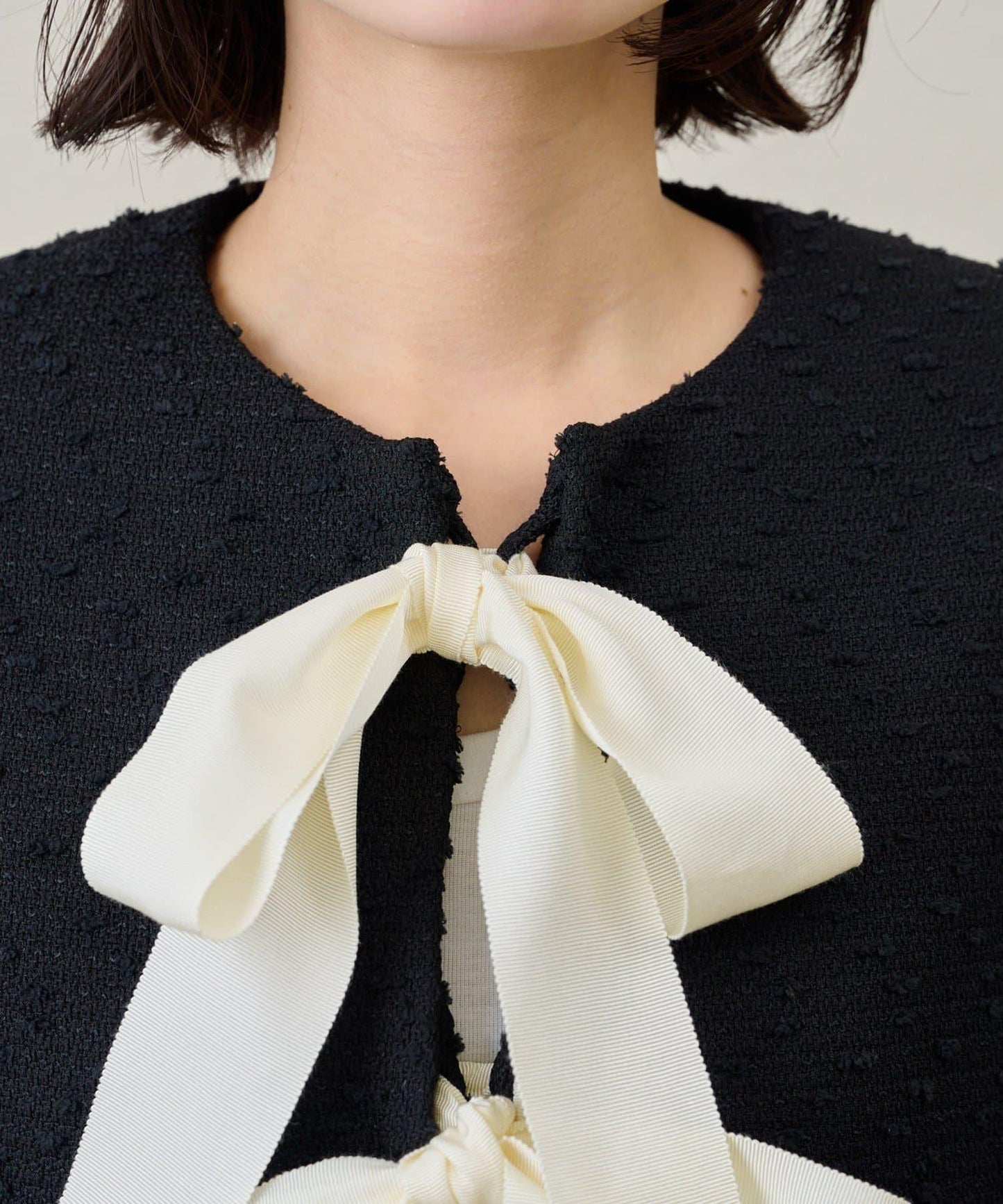 花呢蝴蝶結西裝外套