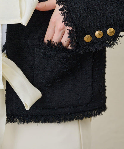 花呢蝴蝶結西裝外套