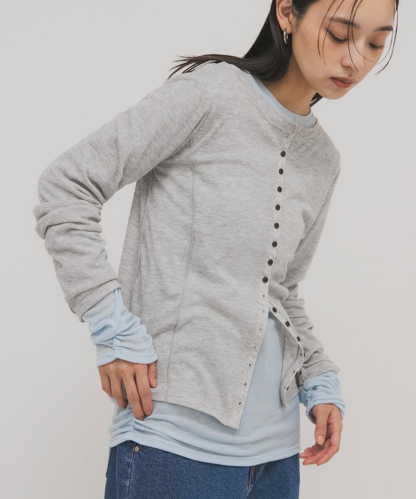 拼色疊穿設計長袖T恤