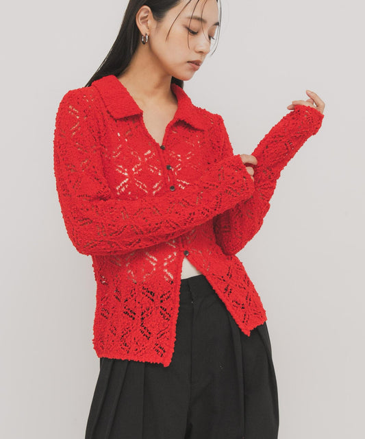 鉤針蕾絲針織襯衫