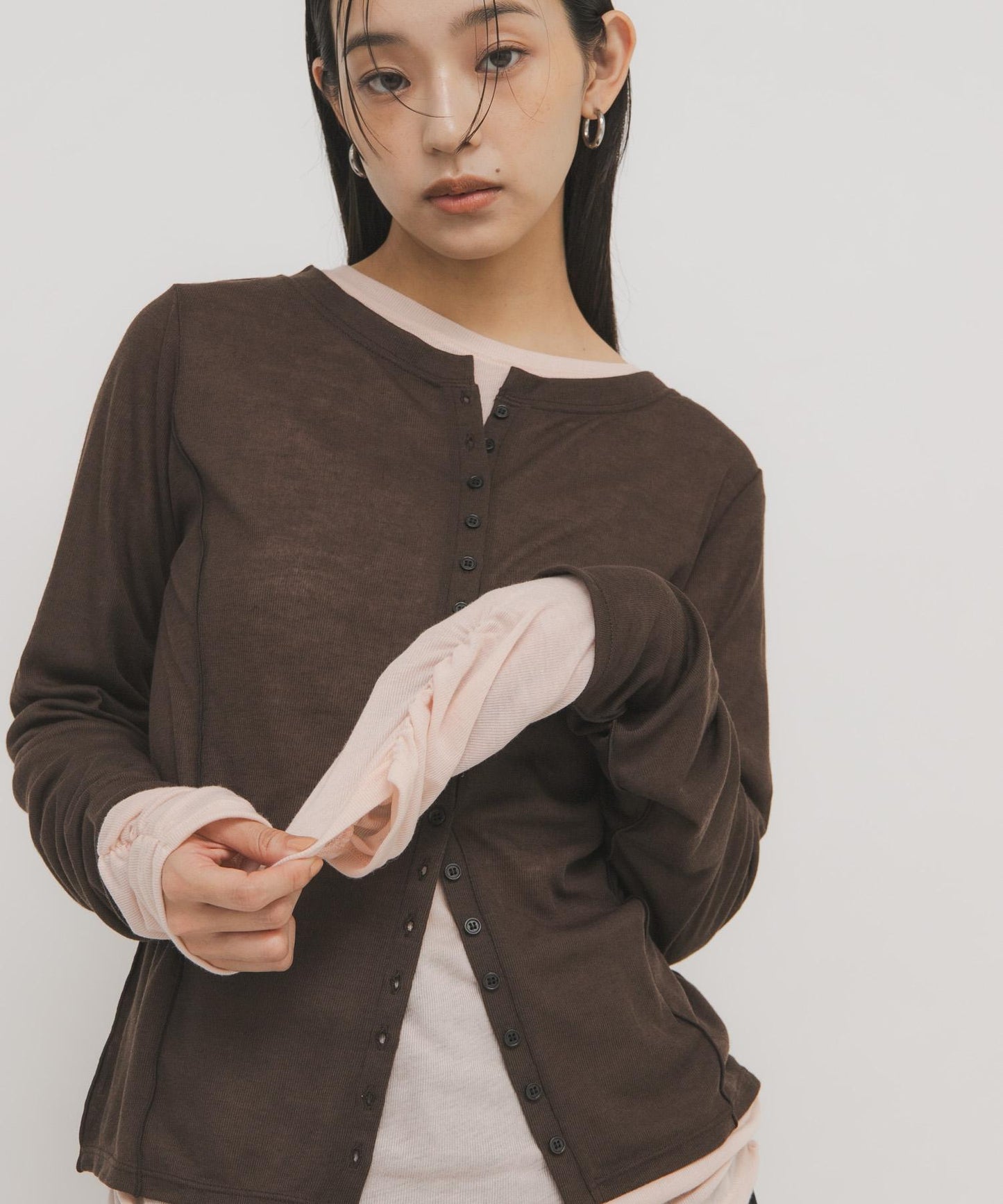 拼色疊穿設計長袖T恤