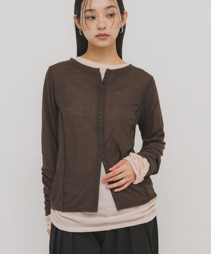 拼色疊穿設計長袖T恤