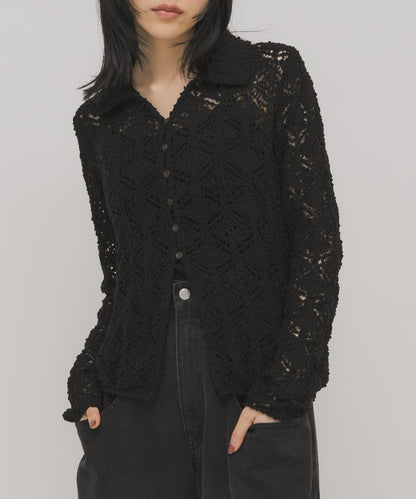 鉤針蕾絲針織襯衫