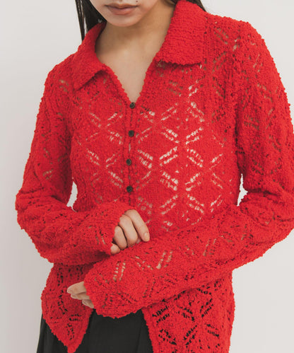 鉤針蕾絲針織襯衫