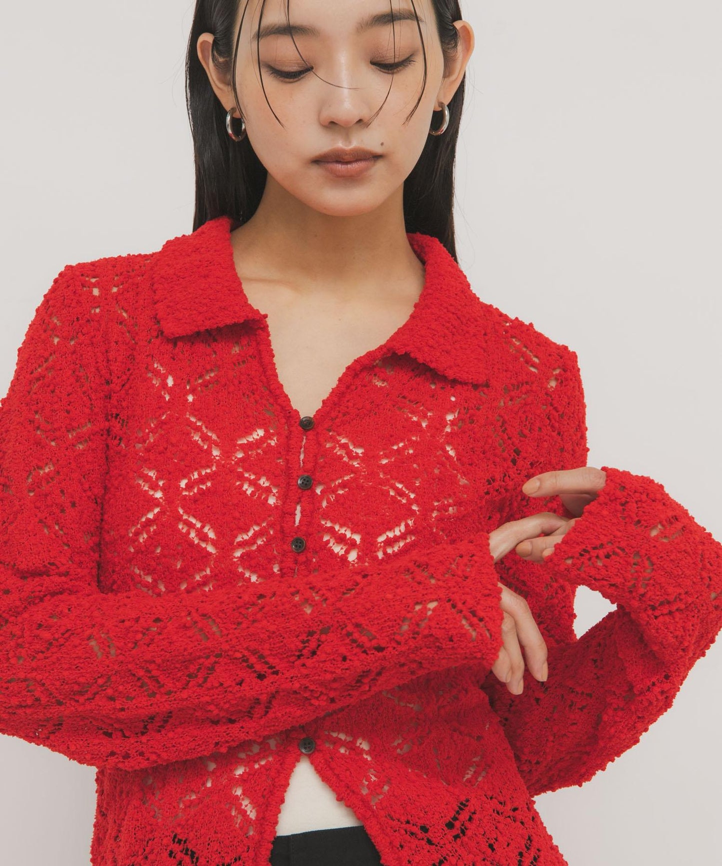 鉤針蕾絲針織襯衫