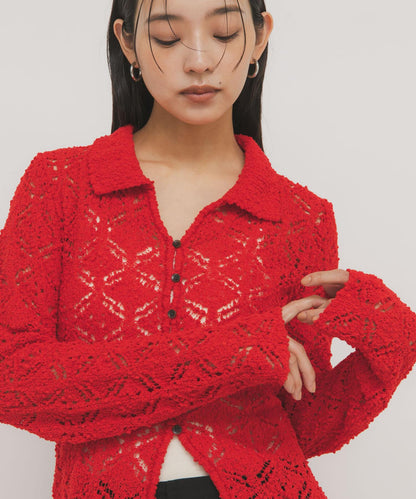 鉤針蕾絲針織襯衫