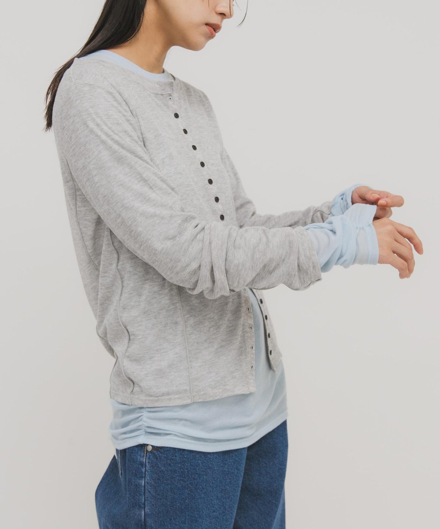 拼色疊穿設計長袖T恤