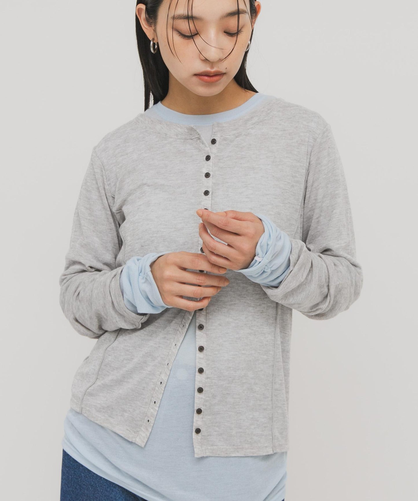 拼色疊穿設計長袖T恤