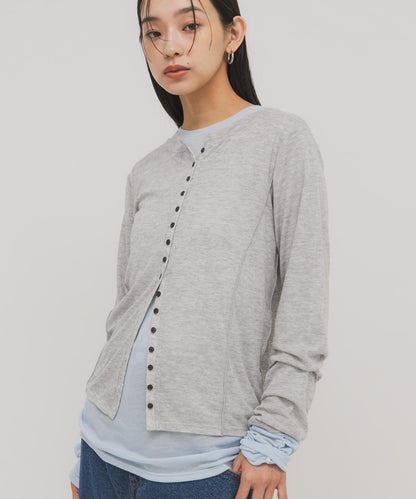 拼色疊穿設計長袖T恤