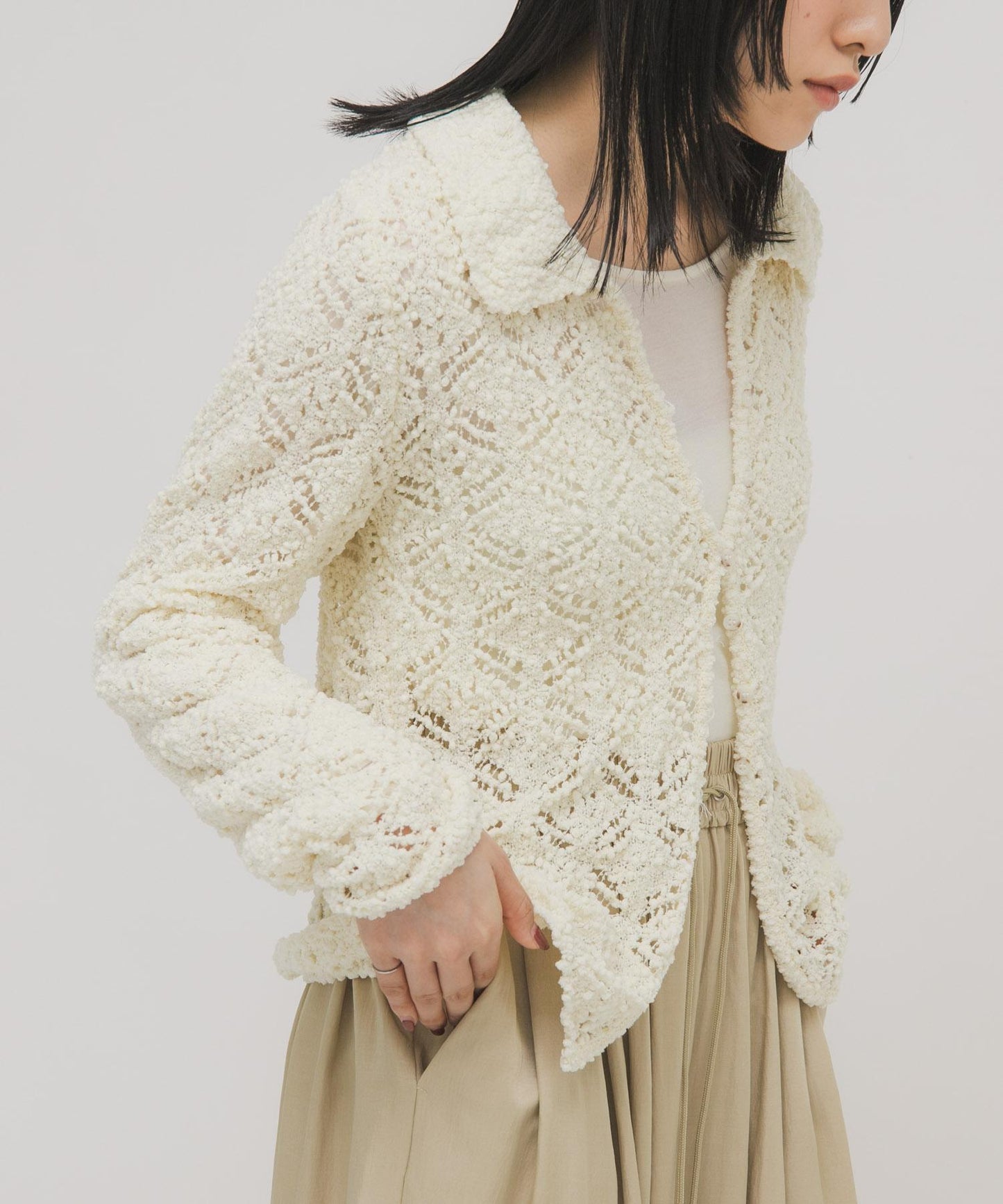 鉤針蕾絲針織襯衫