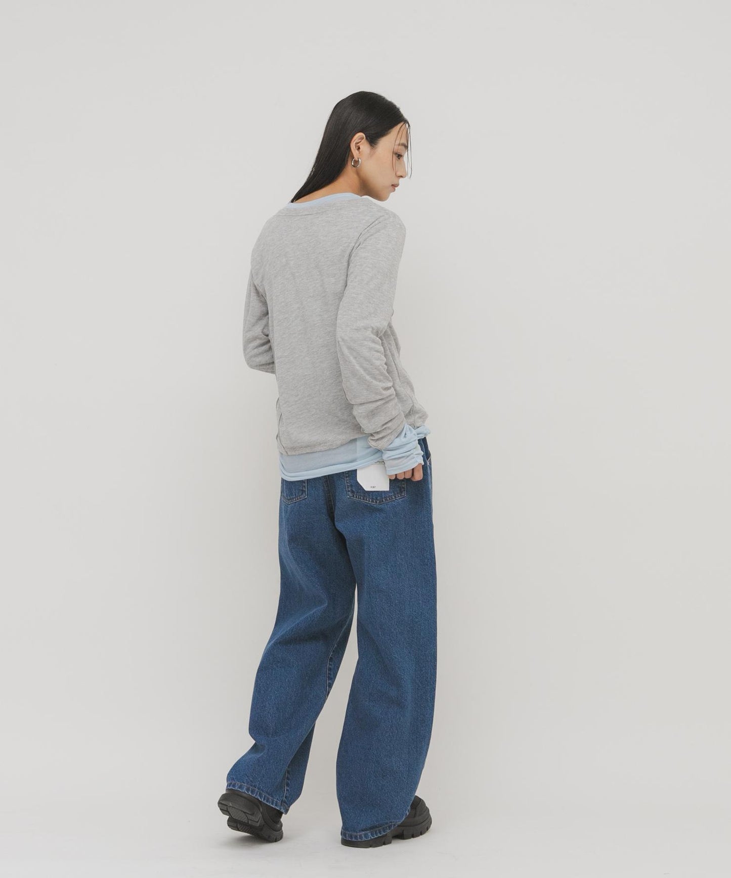 拼色疊穿設計長袖T恤