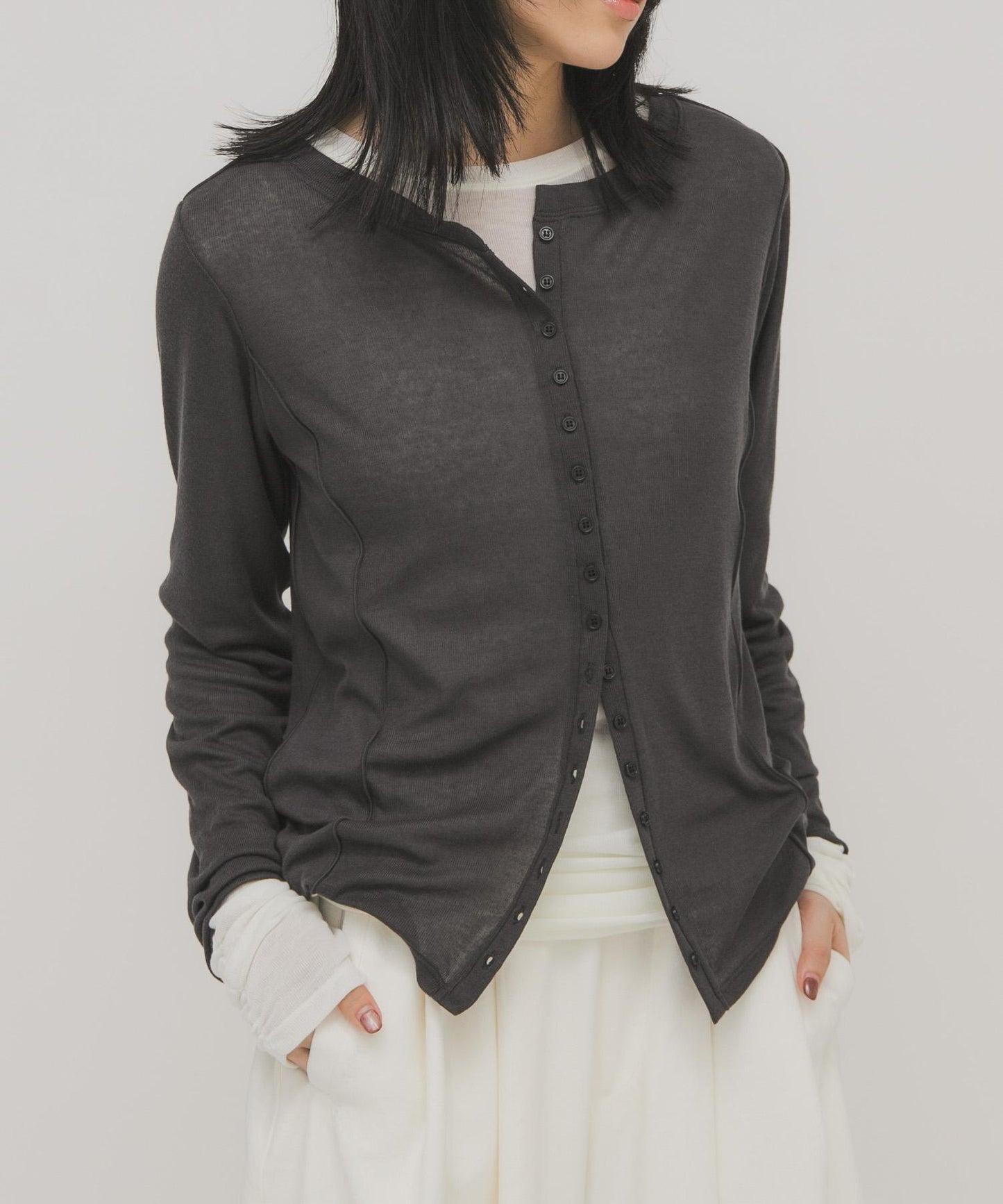 拼色疊穿設計長袖T恤