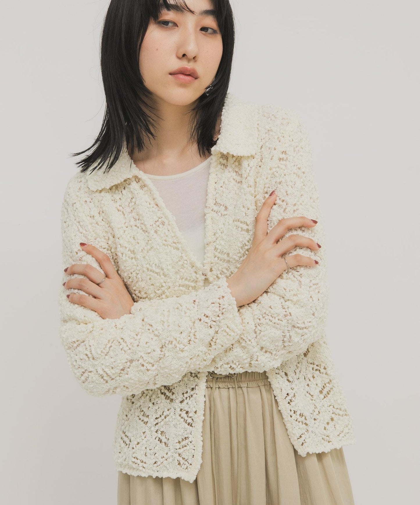 鉤針蕾絲針織襯衫