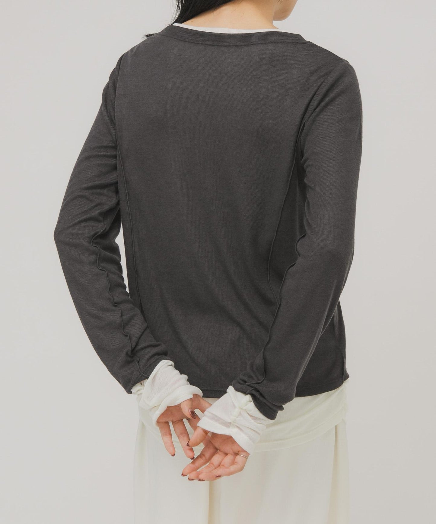 拼色疊穿設計長袖T恤