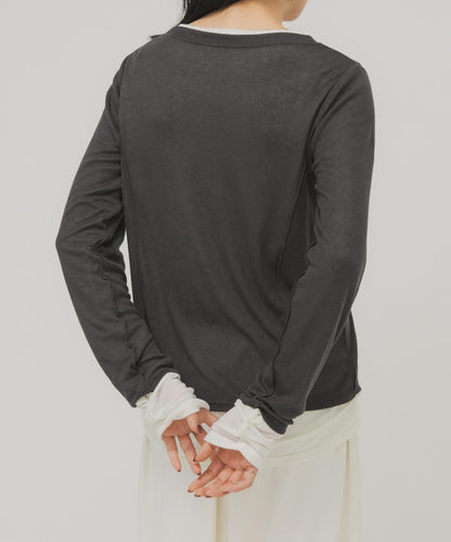 拼色疊穿設計長袖T恤