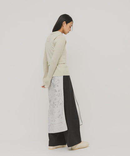 一部分色迷你圈圈紗疊穿針織襯衫