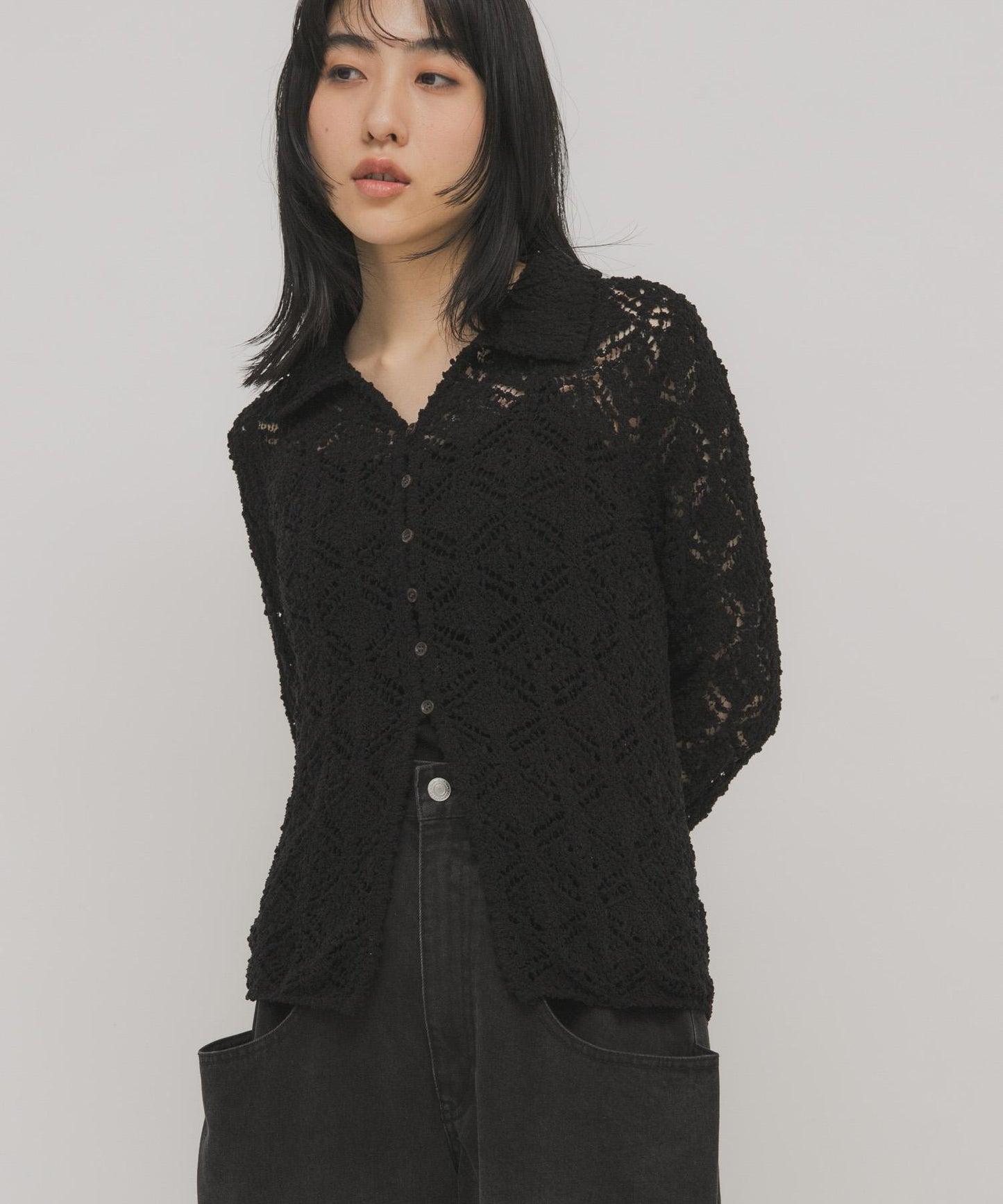 鉤針蕾絲針織襯衫