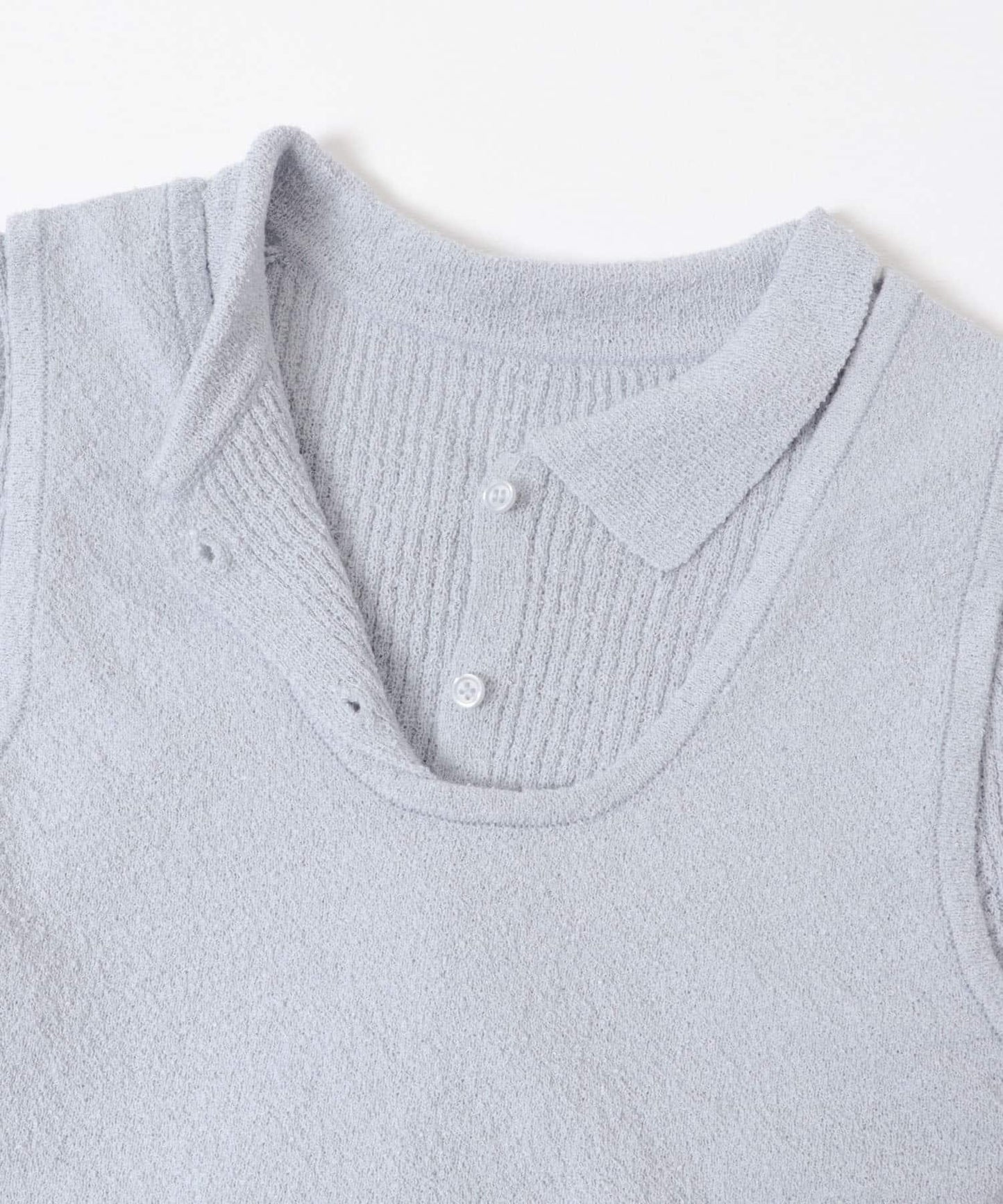 一部分色迷你圈圈紗疊穿針織襯衫