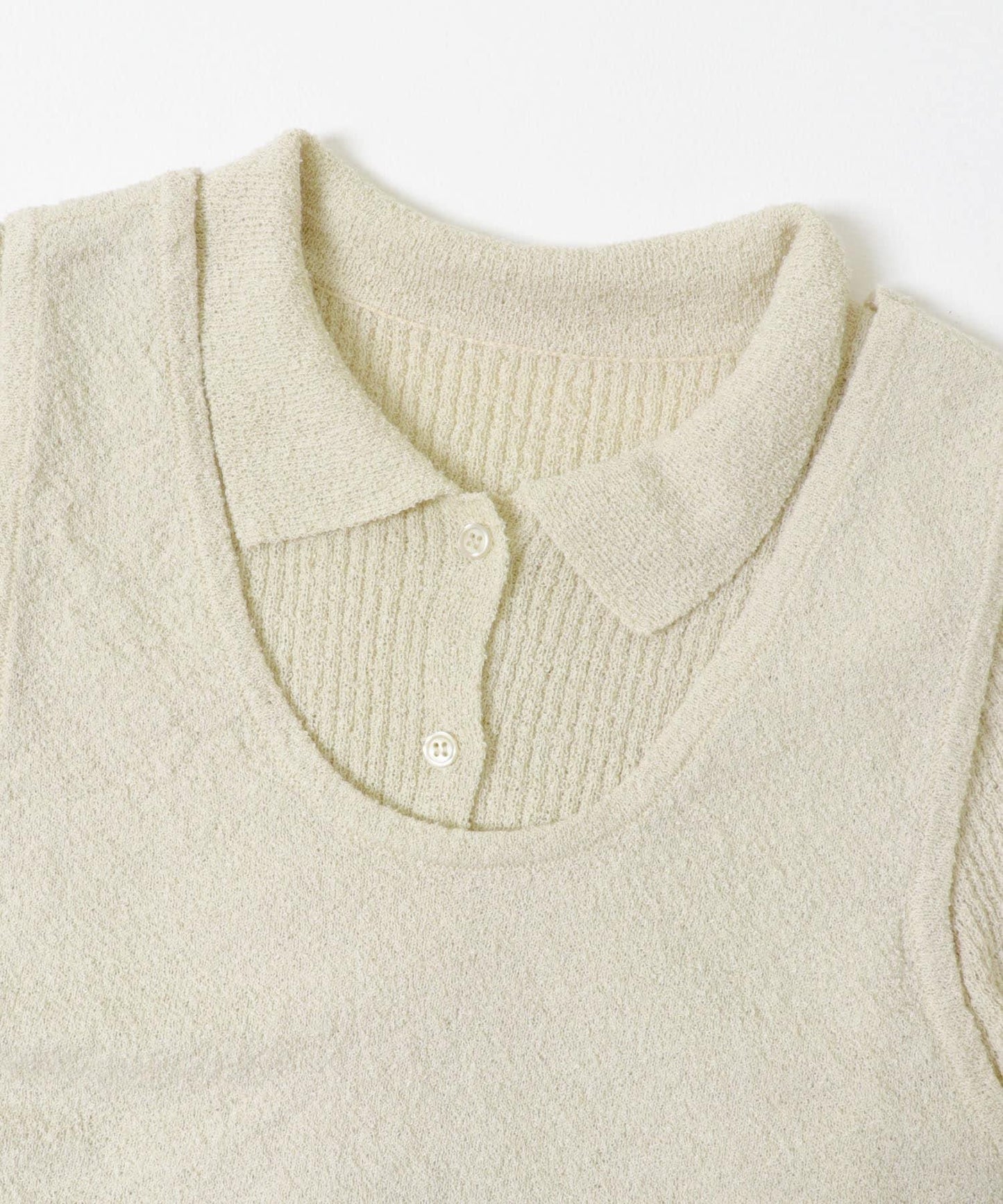 一部分色迷你圈圈紗疊穿針織襯衫