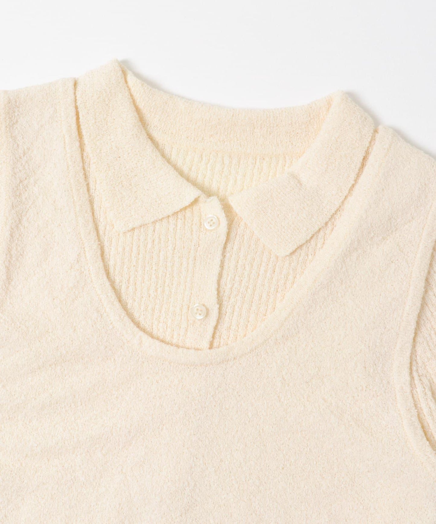 一部分色迷你圈圈紗疊穿針織襯衫