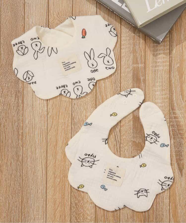 貓・兔子紗布圍兜