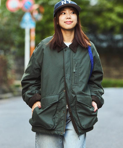 燈芯絨拼接棉尼龍夾克