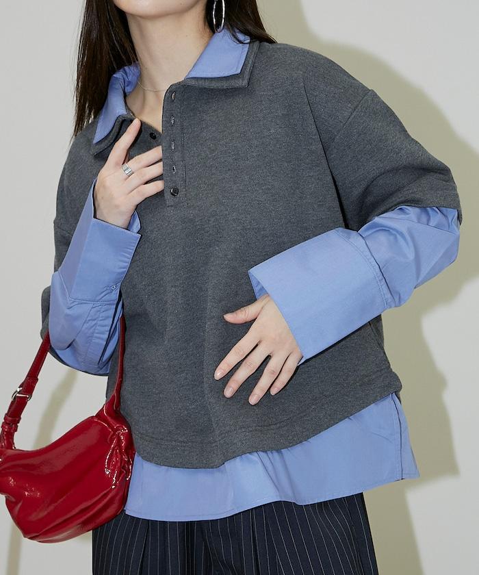 層疊風格襯衫式POLO上衣