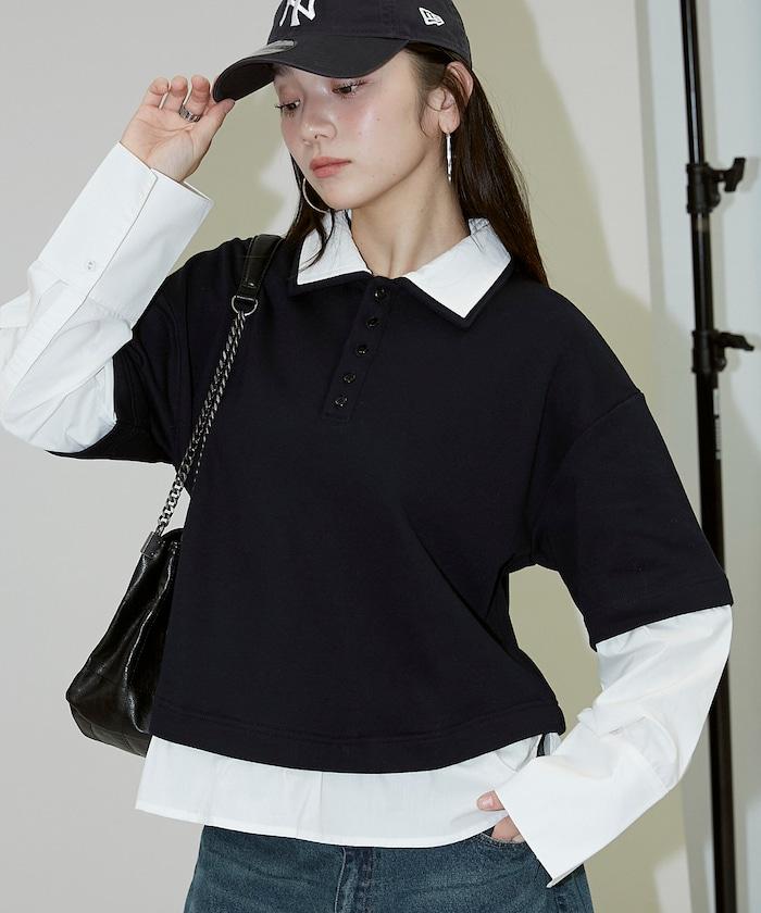 層疊風格襯衫式POLO上衣