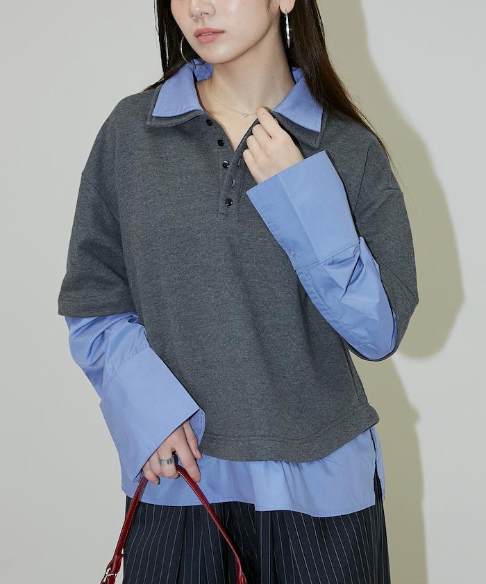 層疊風格襯衫式POLO上衣