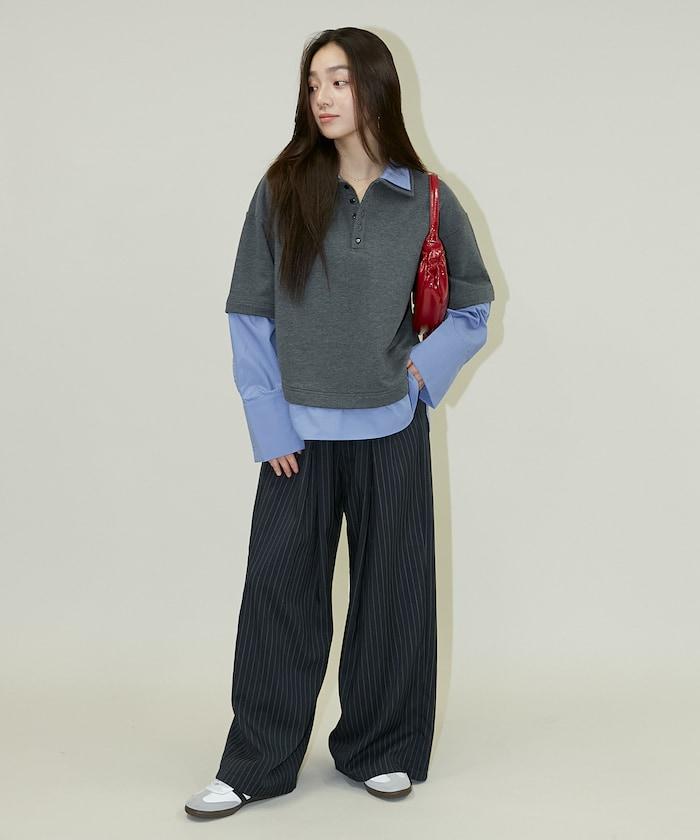 層疊風格襯衫式POLO上衣