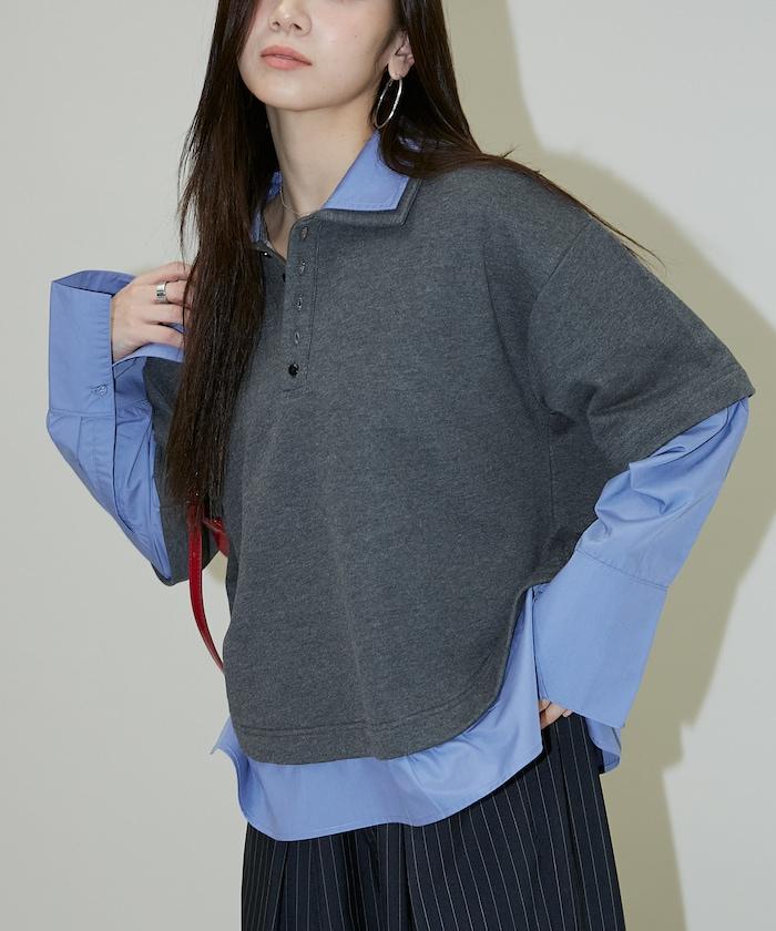 層疊風格襯衫式POLO上衣