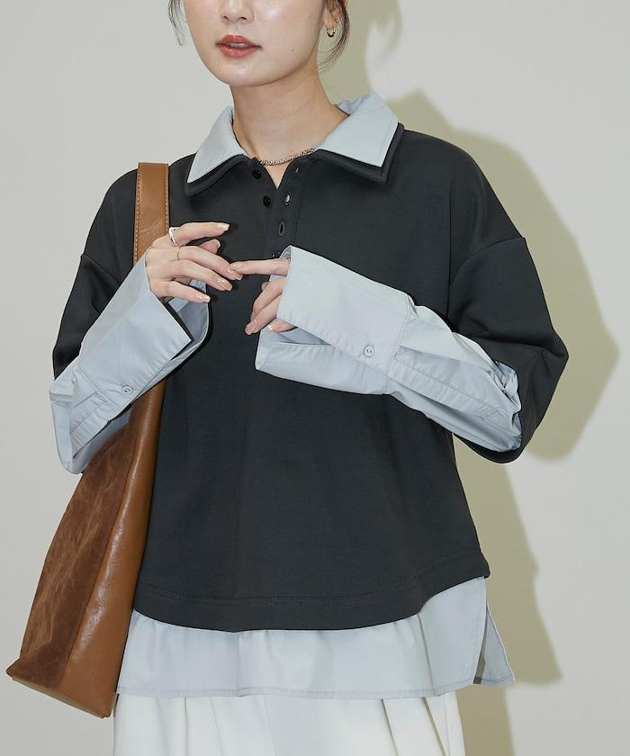 層疊風格襯衫式POLO上衣