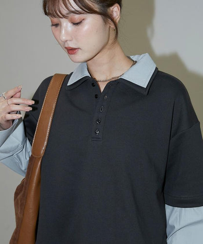 層疊風格襯衫式POLO上衣