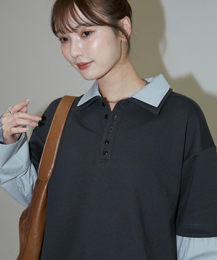 層疊風格襯衫式POLO上衣