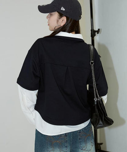 層疊風格襯衫式POLO上衣