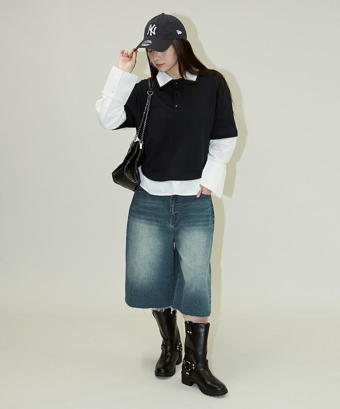 層疊風格襯衫式POLO上衣